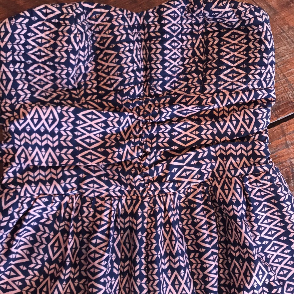 Pink and navy strapless jumpsuit